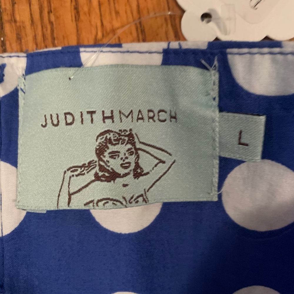 Judith March blue w/ white dot ruffle tube dress - Picture 2 of 2